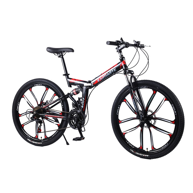  KDHX Bicicleta de montaña plegable de 24 pulgadas, ruedas de 24  velocidades, marco de aluminio ligero, suspensión de doble freno de disco  para hombres, mujeres y adultos (tamaño : 26 pulgadas) 