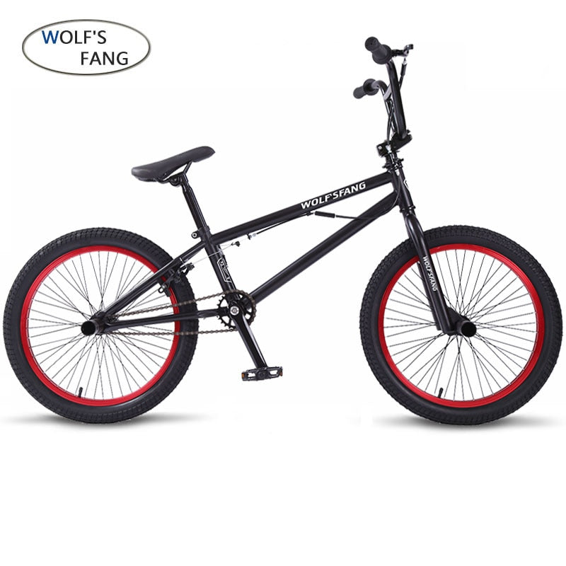 Colmillo del lobo Cuadro de acero BMX de 20 pulgadas de alto Rendimiento Bicicleta morada / roja para el show Bicicleta trasera de acrobacias Stunt Bicicleta elegante de calle